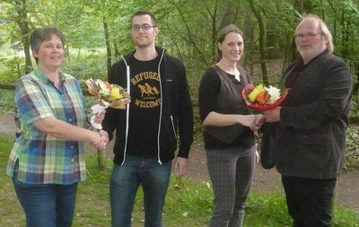 Die Kreisvorsitzende Gertrud Truffel, Sebastian Baumeister, Nadin Bisewski und der Kreisvorsitzende Bernd Zobel