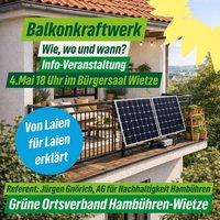 Sharepic zur Veranstaltung mit einem Balkonkraftwerk