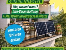 Sharepic zur Veranstaltung mit einem Balkonkraftwerk