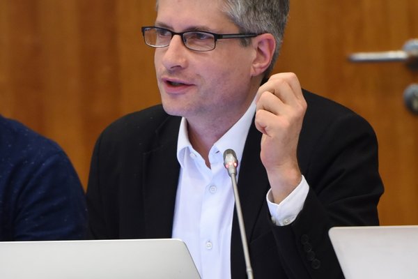 Sven Giegold auf der Klausur der Grünen Bundestagsfraktion 2018 in Weimar