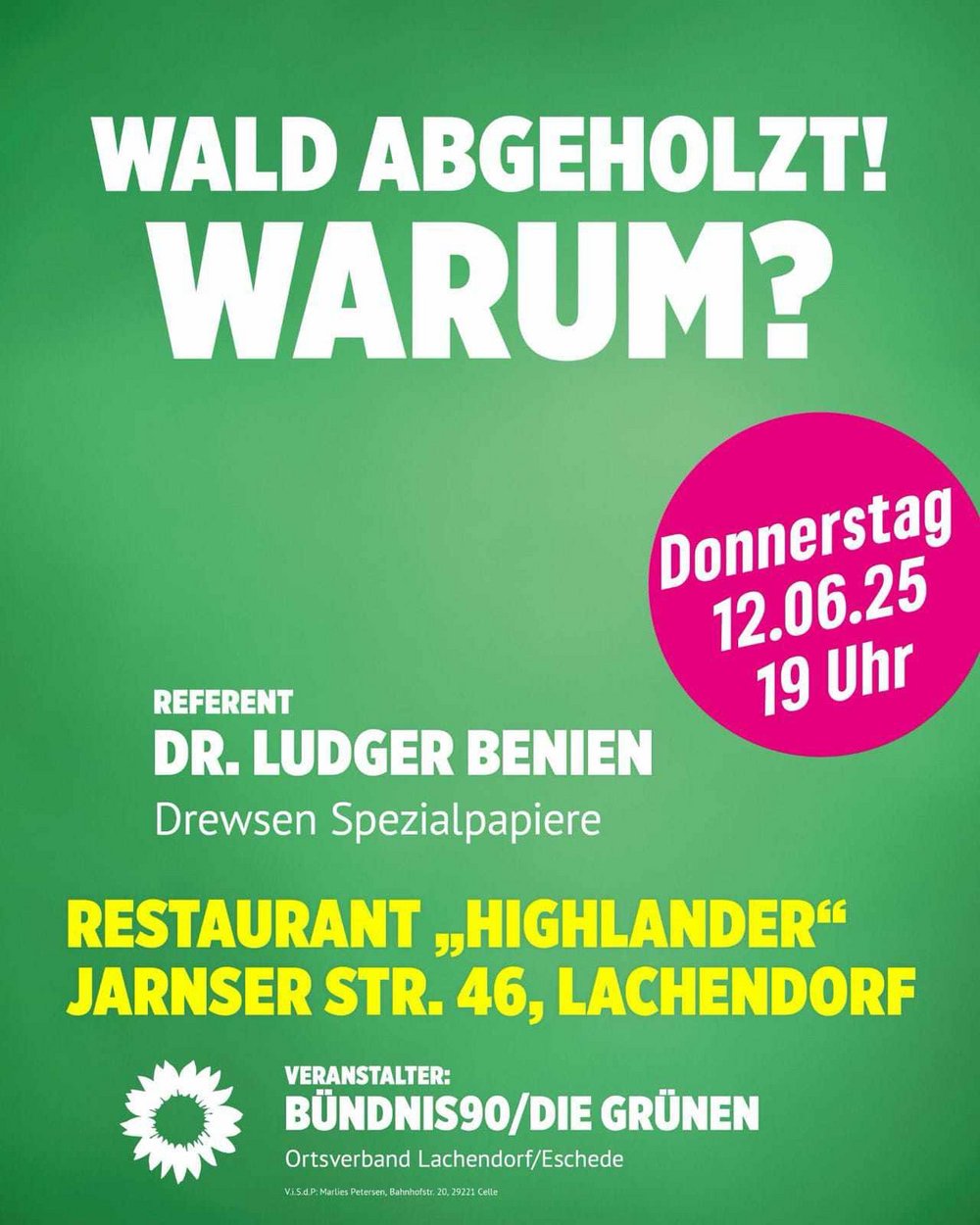 Veranstaltungshinweis 12.06.25 Wald abgeholzt! Warum?