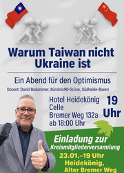 Werbung Vortrag Taiwan 23.01.26 im Heidekönig